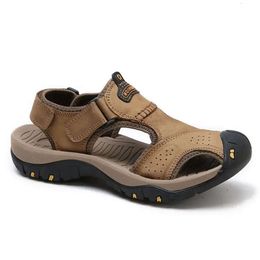 Genuine Leather Sandals Men Summer Large Size Men's Casual Shoes Slippers Big 38-47Sandals saa 's 38-47