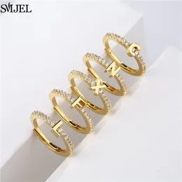 Cluster Rings Fashion Tiny Initials Letter Ring For Lovers Classic A-Z Alphabet Opening Finger Adjustable Knuckle Jewellery Party Gifts