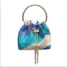 Handle Rhinestones Evening clutch Bag Purses and handbag luxury Designer Shiny Crystal Clutch purse bucket bag For Girls Party Cluth Wallets
