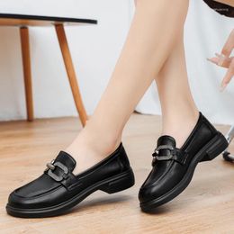 Casual Shoes Leather Women Designer Flat Office Luxury Sneakers Slip On Round Toe Ladies Loafers Zapatos Mujer