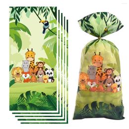 Gift Wrap 50pcs Wild Jungle Animals Candy Biscuit Wrapping Bags Kids Boy Girl Birthday Baby Shower Favour Supplies