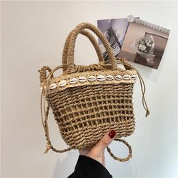 Evening Bags Beach Straw For Women 2024 Summer Hand-Woven Rattan Shoulder Bag Handmade Woven Wicker Crossbody Bohemia Bali Handbag