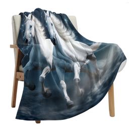 Blankets Horse Starry Sky Clouds Throws For Sofa Bed Winter Soft Plush Warm Throw Blanket Holiday Gifts