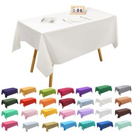 Plastic Disposable Solid Colour Tablecloth Birthday Party Wedding Christmas Table Cover Wipe Desk Cloth Decor Covers Rectangle 240514