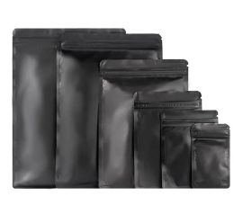 wholesale Resealable Coffee Herb Powder Zipper Pack Bag Smell Proof Flat Pouch Matte Black Small Aluminum Foil Zip Lock Mylar Bags LL