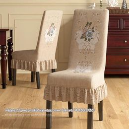 Chair Covers European Dining Cover Stool Solid Wood Skirt Bench High-end Restaurant El Seat