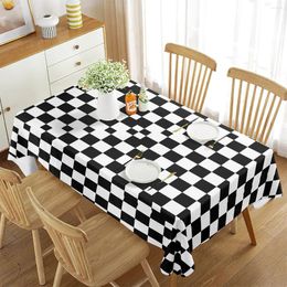 Table Cloth Checkerboard Tablecloth Checkered Square Geometry Theme Decor Rectangular For Kitchen Dining Room Banquet Decorations