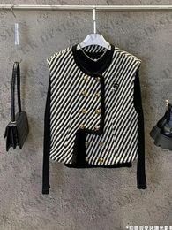 Women's Vests 2024 Waistcoat High-end Double Breasted Black And White Stripe Short Jacket Women Vest High Street Outerwear & Coats