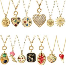 Pendant Necklaces Cute heart-shaped star bee necklace suitable for women golden animal pendant letter necklace long stainless steel chain Bohemian pendant J240513