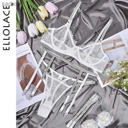 Bras Sets Ellelace Rhinestone Underwear Transparent Lace Seamless Bra Set Upward Push Sissy Underwear Transparent Fit Luxury Exotic Set XW
