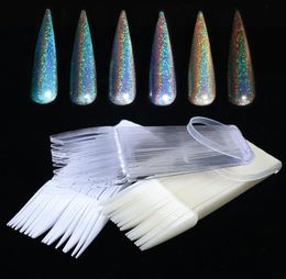 24pcs Clear False Nails Tips Acrylic Fan Shape Practise Display Natural Transparent White Polish UV Gel Fake Nails Tool LY150312079493