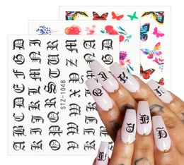 16 pcsSet Nail Stickers Decals Flowers Letters Animals Nail Art Water Transfer Sliders Foil Wraps Manicure Decors4345690