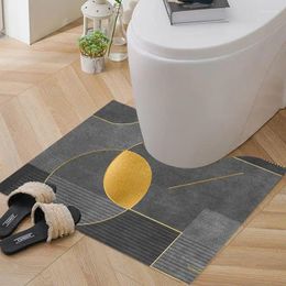 Bath Mats 2024 -selling Bathroom Carpet Geometric Pattern U-shaped Waterproof Toilet Non-slip Mat Home Foot Pad Machine Washable