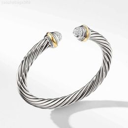 Bangle DY bracelet designer cable bracelets fashion jewelryDY series double headed snake design with edge Mosang diamond pure silver ring body mm