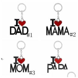 Party Favour Fedex English Letter Keychain I Love Papa Mama Mom Dad Metal Key Ring Family Keychains For Father Mothers Day Gift Drop De Dh7Ko