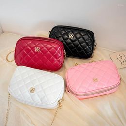 Shoulder Bags 2024 Women Fashion Rectangular Rhombic Soft Leather Bag Chain Trend Phone Messenger Crossbody Small Handbag Hobos