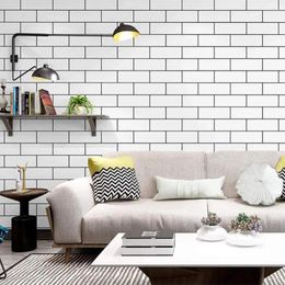 Window Stickers Peel And Stick Wallpaper Removable White Brick Wall Paper Decorative Self Adhesive Shelf Drawer Liner T