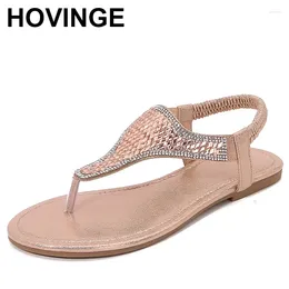 Sandals Summer Woman PU Sequined Cloth Slip On Flat Toe Bling Comfy Soft Ladies Sandal For Women Shoes Size 36-42