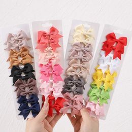 Hair Accessories 10 pieces/batch of childrens solid Colour ribbon baby bow hair clips suitable for and girl handmade knot mini bucket d240513