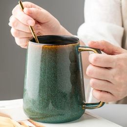 Cups Saucers Ceramic Mug Large Capacity Simple Coffee Cup Household Porcelain Beautiful Tea Office Caneca Drinkware