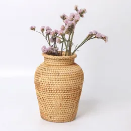 Vases Rattan Vase Wicker Holder Flowerpot Rustic Flower For Gardening Farmhouse