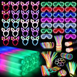 Party Decoration 260PCS Supplies 20PCS Foam Glow Sticks LED Glasses Ear Bands And 200PCS Light