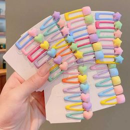 Hair Accessories Baby Girls Cartoon Snap Hair Clips Cute Colourful Kids Hairpin Love Heart Star Hair Pins Barrettes Children Hair Accessories