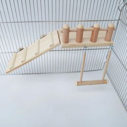 Other Bird Supplies Wooden Toys Climbing Ladders Small Parrot Chewing Training Cotton Rope Swing Hanging Ring Bell Cage Pet