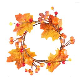 Decorative Flowers Maple Pumpkin Wreath Thanksgiving Day Party Simulation Berry Artificial Fall Decor