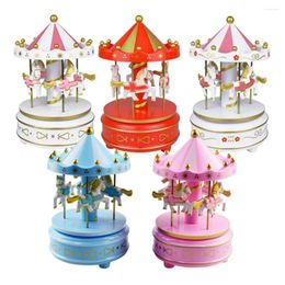 Decorative Figurines Home Ornament Children's Toy Automatic Carousel Music Box Cake Decoration Merry-Go-Round Rotate Horse