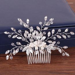 Hair Clips Rhinestone Comb Women Accessories Bride Pearl Jewellery Silver Colour For Hairs Headpiece