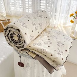 Washed Double Gauze Spring Summer Quilt Queen Grade A Lightweight Comforter Soya Fibre Filling Soft Breathable Blanket 240514