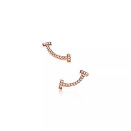 18k gold brand letters designer earrings stud for women diamond crystal vintage luxury earrings Jewellery christmas birthday women gift
