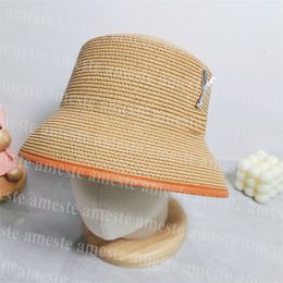 Designer Straw Hat Women Letter Grass Woven Hat Luxury Bucket Hat Brands Sunhat Fashion Wide Brim Hats Outdoor Flat Top Hat Summer Sun Hat