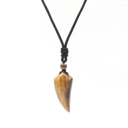 Pendant Necklaces Natural Stone Wolf Tooth Necklace For Man Amulet Amethyst Tiger Eye White Crystal Pendants Halloween Jewelry Women