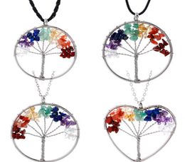 10PcsSet Tree of Life Necklace 7 Chakra Stone Beads Tree of Life pendulum Pendant Necklace for Women Healing Crystal Necklaces Pe7648953