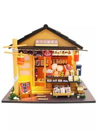 Architecture/DIY House Diy Dollhouse Sushi Restaurant Wooden Doll House Kit Making And Assembling Room Models Toys For Kid Birthday Gifts Smart puzzle