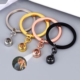 Personalised Po Projection Keychain Simple Customization Picture Small Circle Keychain Womens Memory Birthday and Christmas Gift 240508