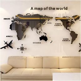 Wall Stickers World Map Acrylic 3D Solid Crystal Bedroom With Living Room Classroom Office Decoration Ideas 230531 Drop Delivery Home Otztx