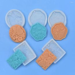 Baking Tools DIY Rectangle Gypsum Plaster Pendant Car Decoration Silicone Mould Flowers Leaf Wax Tablet Resin Mould