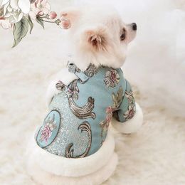 Dog Apparel Pet Clothes Chinese Year Tang Suit For Dogs Cheongsam Winter Coat Jacket Spring Festival Clothing Costumes