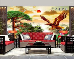 Wallpapers Custom Po 3d Room Wallpaper Chinese Landscape Sunrise Pine Eagle Scenery Painting Wall Murals For Walls 3 D
