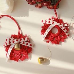 Decorative Figurines Year Red Festive Pendant Peace Blessing Snowflake Wind Chime Bell Car Door Wall Hanging Decoration Home Bedroon