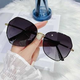 Sunglasses Vintage Rimless Alloy Aviation Pilot Sunglasses for Men 2023 Brand Gradient Sun Glasses Female Metal Oval Shades Black Brown Y240513