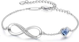 CDE Infinity Heart Symbol Pendant Chain Bracelet Womens 925 Sterling Silver Stainless Steel Adjustable Mothers Day Gift Anniversary Jewellery Birthday Gift for Wome