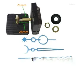 Clocks Accessories 10 Sets 28mm Shaft Quartz Clock Movement Mechanism With Hook Long Wavy Hands Wall Repair Replacement DIY Kit Set