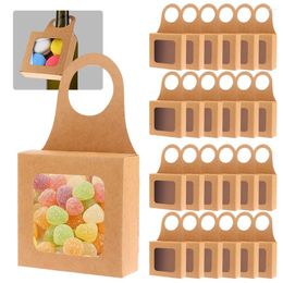 Gift Wrap 25Pcs Foldable Wine Candy Boxes Visible Window Kraft Paper Box Decorative Hanging Accessory Sets