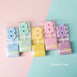5Pcs Candles 1PCS Candy Number Candles Macaron Colorful Candle Cake Topper Kids Child Birthday Candles Birthday Party Festival Cake Candle