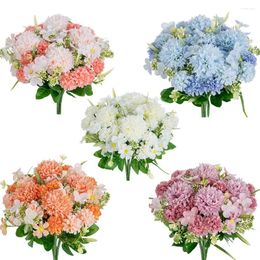 Decorative Flowers Artificial Silk Lilac Ball Chrysanthemum For Wedding Home Christmas Decoration Bride Bouquet DIY Background Wall Decor