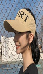 Spring Summer Outdoor Baseball Cap Sports Empty Top Letter Hat Breathable Eaves Knitted Girl Sun Hat5764468